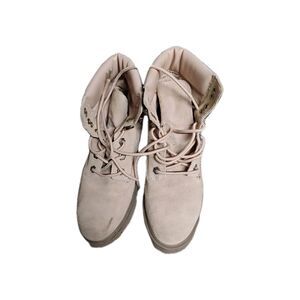 Timberland OrthoLite Size 6.5 Suede Lace Up Hiking Boots Womens Pale Pink